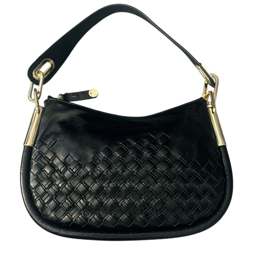 Antonio Melani Black Leather Shoulder Bag